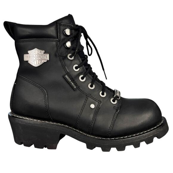 Harley Davidson Other - Harley Davidson Mens Black Leather Waterproof Biker Moto Boots Size US 8.5